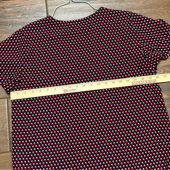 Michael Kors Patriotic Blouse Red White Blue Dot Top Flowy Cross Over Sz M - Picture 4 of 6